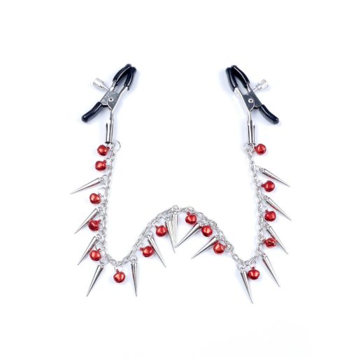 Boys of Toys Series No.3 Láncos mellbimbócsipesz piros csengettyűkkel (piros-ezüst)