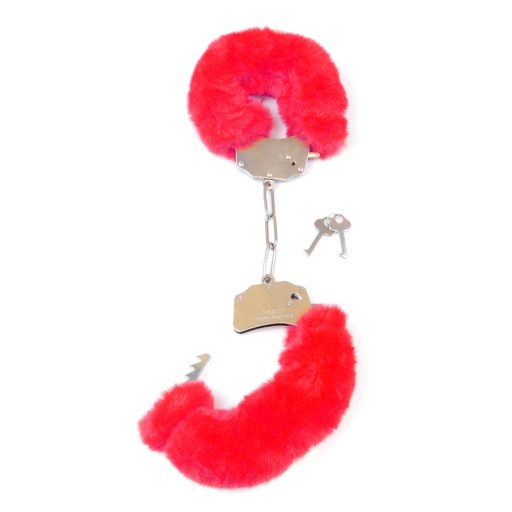 Fetish Boss sorozat- Furry Cuffs Plüss bilincs - Piros