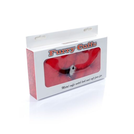 Fetish Boss sorozat- Furry Cuffs Plüss bilincs - Piros