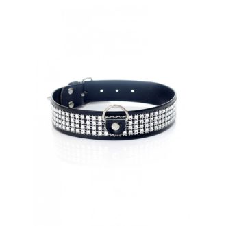 Fetish Boss Series ezüst köves nyakörv