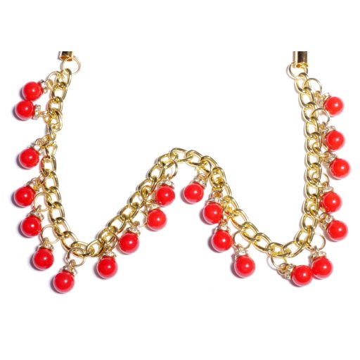 Boss sorozat - No.15 Mellbimbó csipesz piros csengős - arany színű lánccal