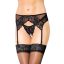 SoftLine 3318 Fekete csipkés harisnyatartó és nyitott bugyi S/M