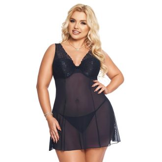   SoftLine Berta Plus Size Szexi női hálóing - sötétkék XL