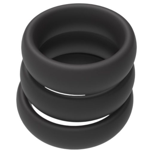 Men's Play - vastag péniszgyűrű szett - fekete (3db)