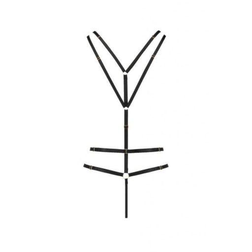 / Passion Devil Meggy - fém gyűrűs testhám body (fekete)