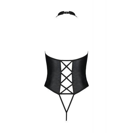 Passion Nancy - nyitott, keresztpántos body (fekete)