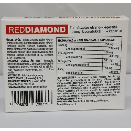 Red Diamond - természetes étrend-kiegészítő kapszula férfiaknak (4 db)