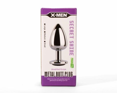 X-MEN Secret Shade - Fém anál plug - S - 7,1cm (Ezüst-Fekete)