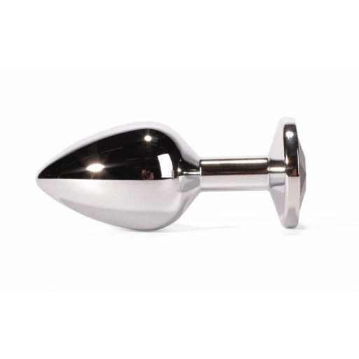 X-MEN Secret Shine Metal Butt Plug Black M - Fém anál plug - M - 8,2cm (Ezüst-Fekete)