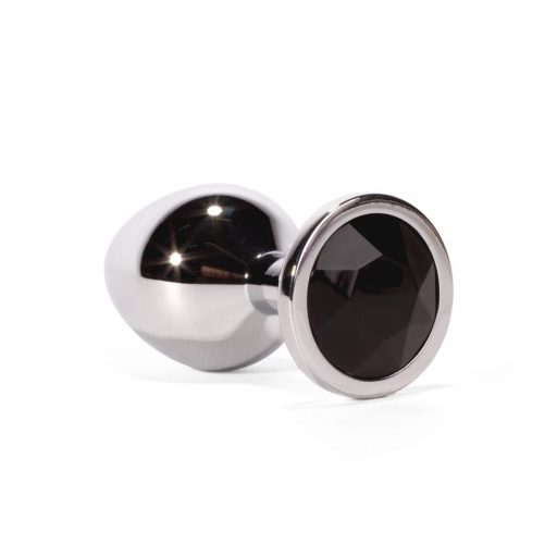 X-MEN Secret Shine Metal Butt Plug Black M - Fém anál plug - M - 8,2cm (Ezüst-Fekete)