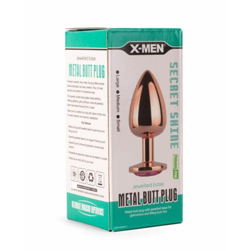 X-MEN Secret Shade - Fém anál plug L - 9,5cm (Arany színű-Rózsaszín)