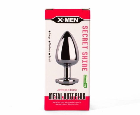 X-MEN Secret Shade - Fém anál plug - S- 7,1cm (Ezüst-Piros)