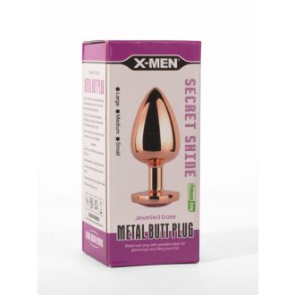   X-MEN Secret Shine Metal Butt Plug Rose Gold Heart S - Fém anál plug - S - 7,1cm (Arany színű-Rózsaszín)