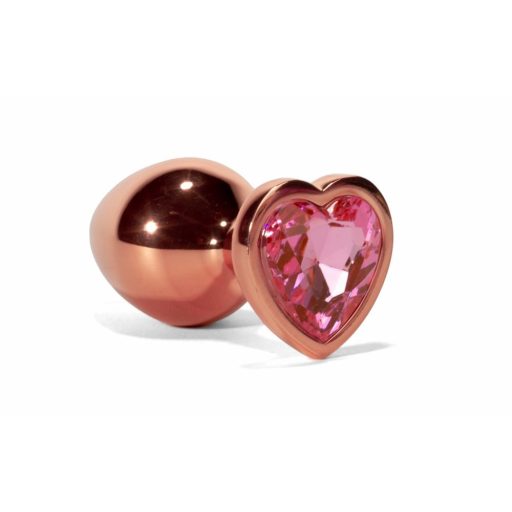 X-MEN Secret Shine Metal Butt Plug Rose Gold Heart S - Fém anál plug - S - 7,1cm (Arany színű-Rózsaszín)