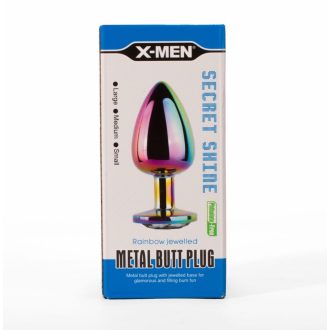   X-MEN Secret Shine Metal Butt Plug Rainbow M - Szivárvány színű anál plug - M-es