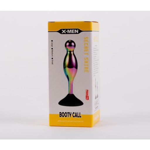X-MEN Secret Shine Booty Call S V - Szivárvány színű anál dildó tapadókoronggal 12 cm - S