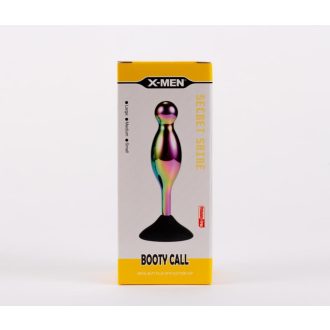  X-MEN Secret Shine Booty Call L V - Szilikon talpas letapasztható vízálló fém anál dildó - 12 cm (Többszínű)