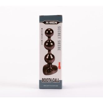   X-MEN Secret Shine Booty Call M II - Fém anál gyöngyös dildó - 12,5 cm (Fekete)