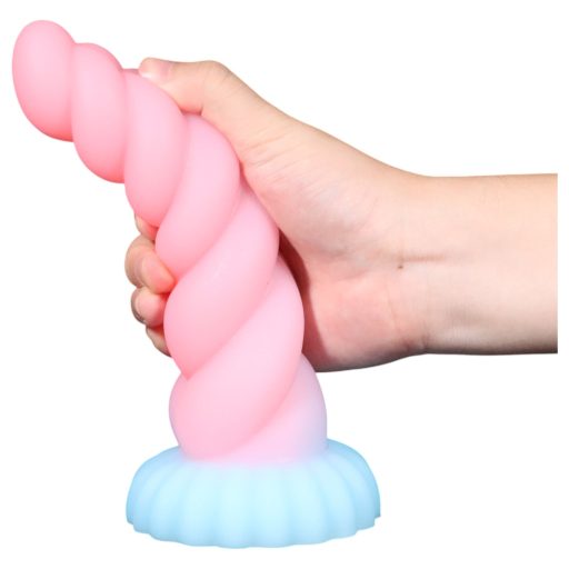 OgazR - világító unikornis dildó - 22 cm (szivárvány)