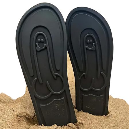 Flip-flop papucs - fütyi talppal - fekete
