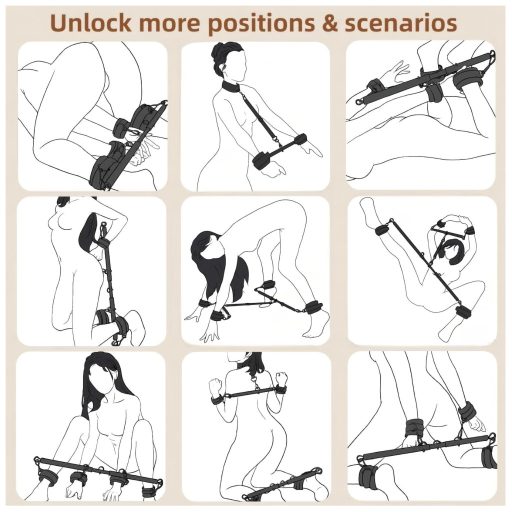 Lonely - állítható terpesztő rúd és bilincsek (fekete)