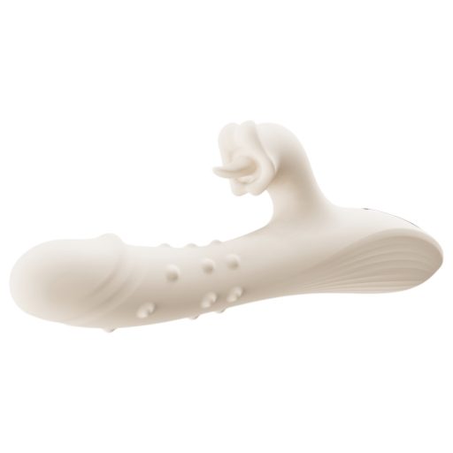 Leopard - lökő nyaló, bordázott vibrátor (fehér)