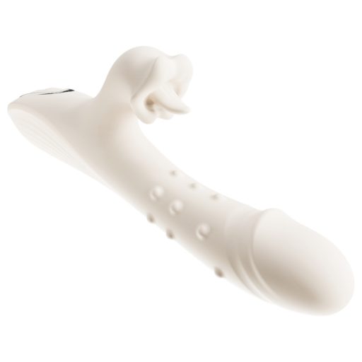 Leopard - lökő nyaló, bordázott vibrátor (fehér)