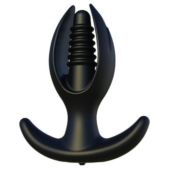   Kangvo - mágneses, felfújható bordázott anál plug (fekete)