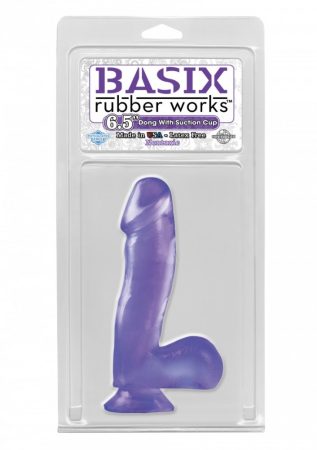 Basix Rubber Works - 6.5 inch-es herés, lila dildó