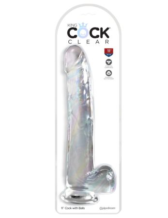 / King Cock Clear 11 - herés dildó (átlátszó)