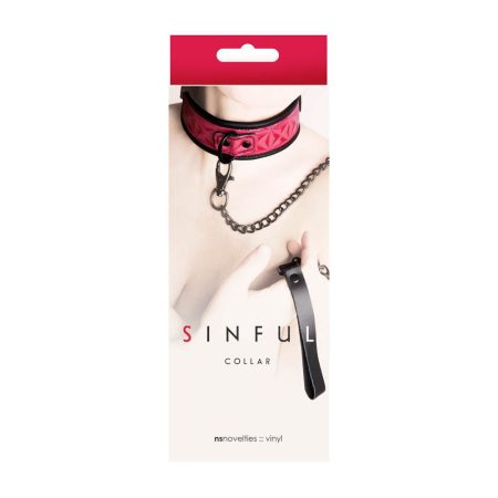 Sinful lakkbőr nyakörv és póráz (Pink)