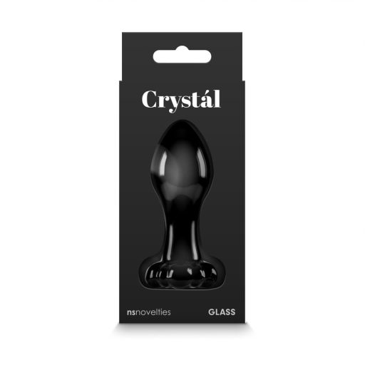 Crystal Flower - Fekete üveg anál dildó virággal