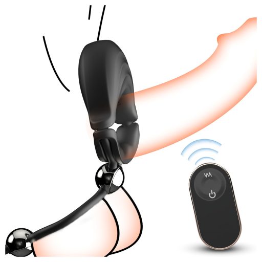 Sex HD - állítható vibrációs péniszgyűrű távirányítóval (fekete)