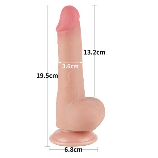 Lovetoy Sliding-Skin - tapadókorongos kétrétegű dildó - 19,5cm (natúr)