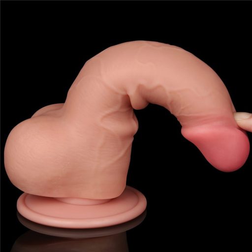 Lovetoy Sliding-Skin - tapadókorongos kétrétegű dildó - 19,5cm (natúr)