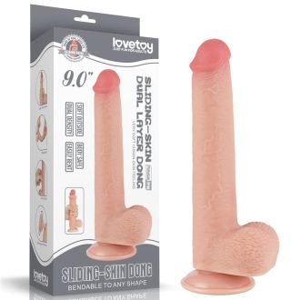   Lovetoy 9 inch - Realisztikus hajlékony hosszú letapaszható dildó - dupla bőrrétegű - 22cm (Bőrszínű)