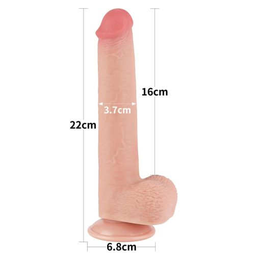 Lovetoy 9 inch - Realisztikus hajlékony hosszú letapaszható dildó - dupla bőrrétegű - 22cm (Bőrszínű)