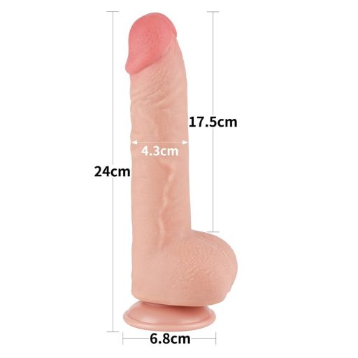 Lovetoy 9.5'' Sliding Skin Dual Layer Dong Flesh - Élethű kétrétegű dildó csúszó bőrrel - 24 cm