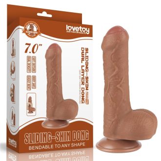   Lovetoy Sliding-Skin - herés kétrétegű dildó - 18,3cm (natúr)