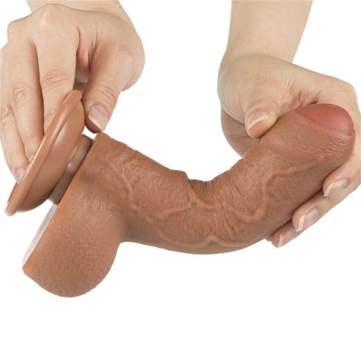 Lovetoy Sliding-Skin - herés kétrétegű dildó - 18,3cm (natúr)