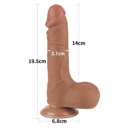 Lovetoy Sliding-Skin - herés kétrétegű dildó - 19,5cm (sötét natúr)