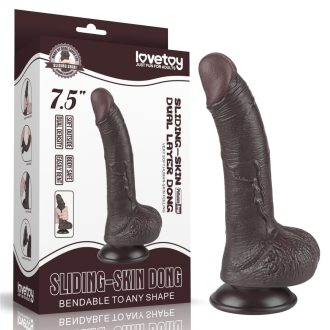   Lovetoy Sliding-Skin - tapadókorongos kétrétegű dildó - 19,5cm (barna)