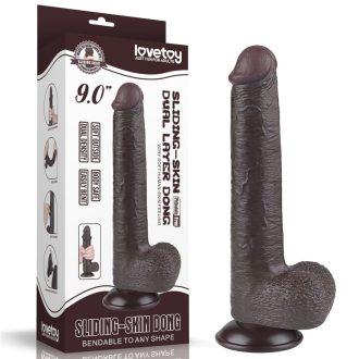   Lovetoy Sliding-Skin - tapadókorongos kétrétegű dildó - 20,8cm (barna)