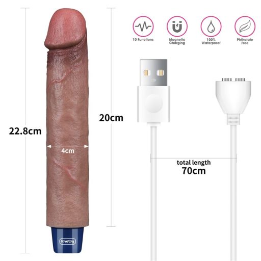 9" REAL SOFTEE - Újratölthető vibrációs dildó (Bőrszínű)