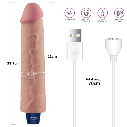 Lovetoy 9.5" REAL SOFTEE Újratölthető realisztikus vibrátor (Bőrszínű)