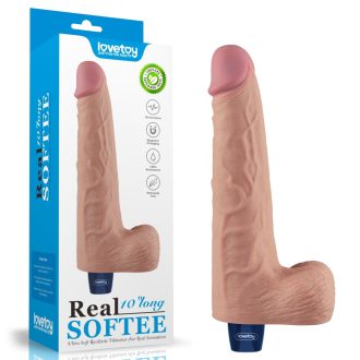   Lovetoy 10" REAL SOFTEE - Újratölthető élethű herés vibrátor - 25 cm (Bőrszínű)