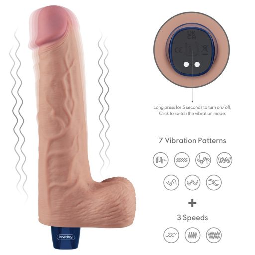 Lovetoy 10" REAL SOFTEE - Újratölthető élethű herés vibrátor - 25 cm (Bőrszínű)