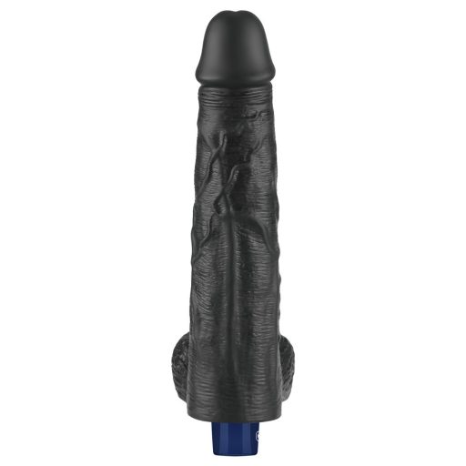 Lovetoy 10" REAL SOFTEE - Újratölthető akkus élethű fekete herés vibrátor - 25cm (Fekete)
