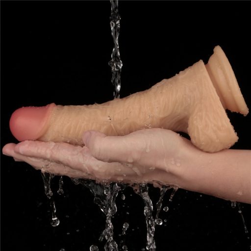 Lovetoy 8.5 inch Vibrating Power Basics Cock - Újratölthető - Vibrációs realisztikus letapasztható dildó (bőrszínű)