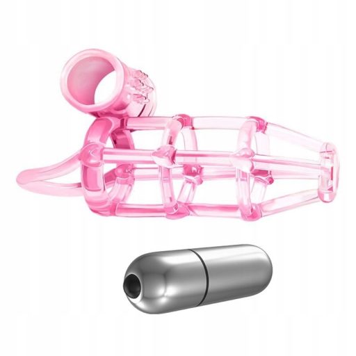 Pink rácsos péniszköpeny vibrációval